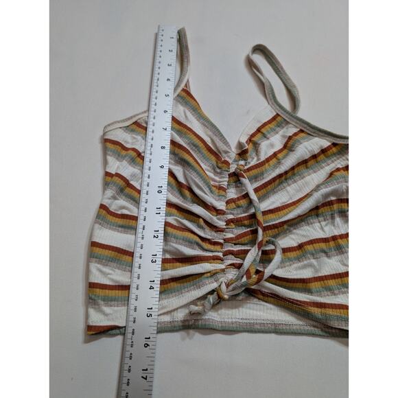 Sky and Sparrow Crop Top Size M Medium Sleeveless Tank Tied Stripes Ruched - Picture 5 of 5